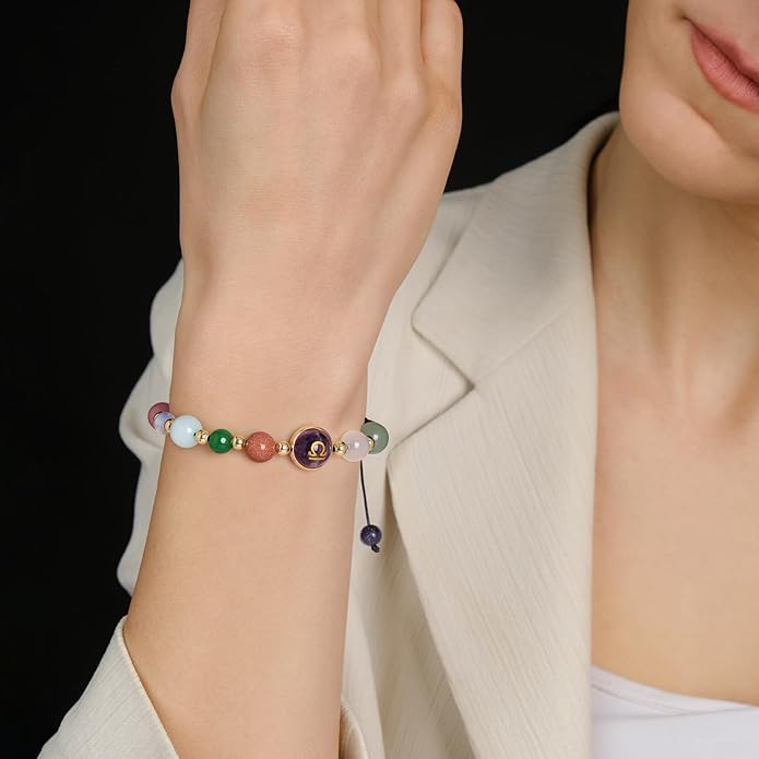 Zodiac Bracelets for Women Men,12 Constellations Healing Crystal Stone Beads Bracelet Birthday Zodiac Gifts Horoscope Spiritual Jewelry Bracelet Gifts