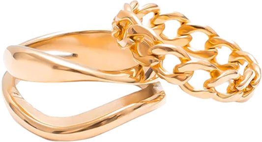 Hey Harper Gold Ring for Women - Gold Plated Stacking Waterproof & Sweatproof Jewerly Ring - Everday Non Tarnish Cute Fashion Circle Rings