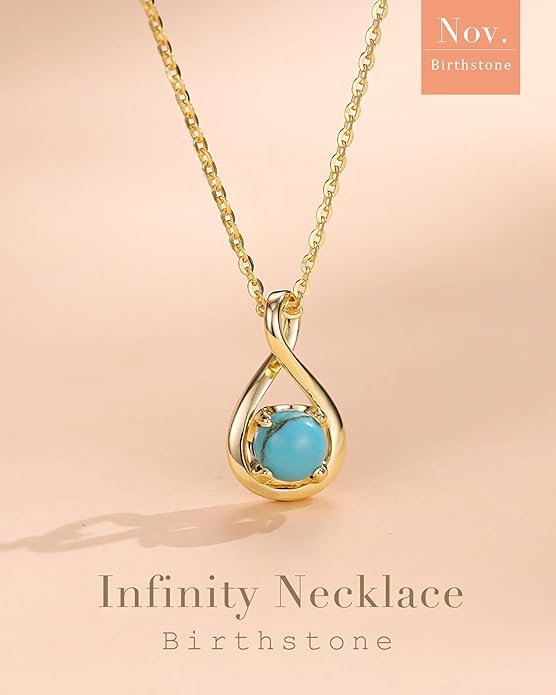 FANCIME Birthstone Necklaces for Women Fine Jewelry Sterling Silver Dainty Infinity Pendant Anniversary Birthday Christmas Gifts for Her Wife Mom Lady Daughter, Chain 16"+2" Extend