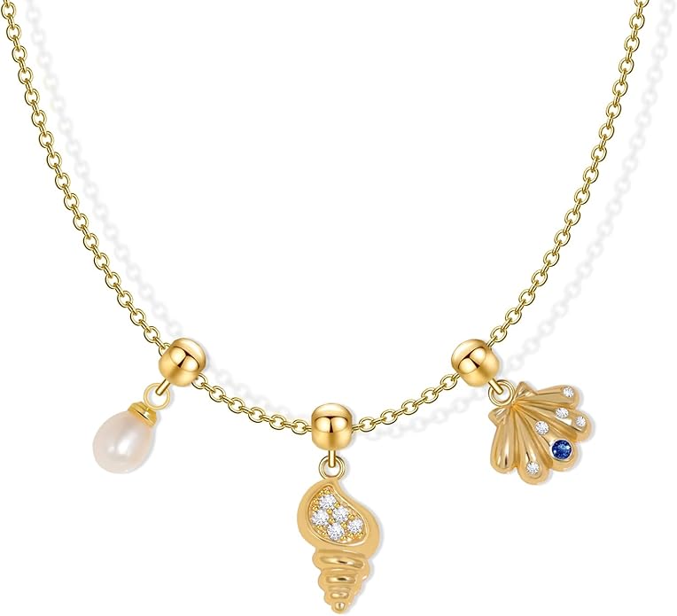 Summer Holiday Necklace,Dainty Chain, Charm Necklace For Women,Cute Cat Charm,Natural Pearls,18k Gold Plated,Choose Your Favorite Charm, Change Easily