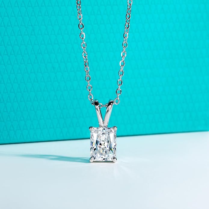 AnuClub Moissanite Pendant Necklace 2/3/4/5CT D Color VVS1 925 Sterling Silver Everyday Wear Necklace for Women Wife Her with Certificate, 40+2+3 Adjustable Chain
