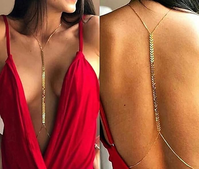 14K Gold Body Chains for Women, Sexy Layered Belly Waist Chain Bikini Bra Chain, Summer Beach Rhinestone Body Jewelry