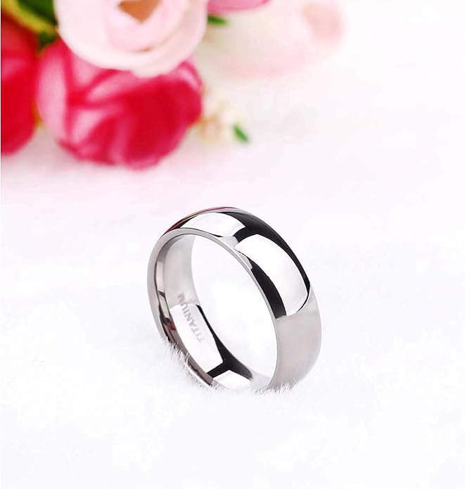 TIGRADE 2mm 4mm 6mm 8mm 10mm Titanium Ring Plain Dome High Polished Wedding Band Comfort Fit Size 3-15
