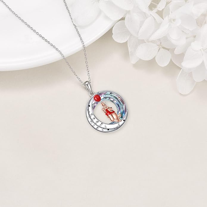 LILALO Bear Necklace Sterling Silver Moon Jewelry with I Love You To the Moon And Back Bear Gifts