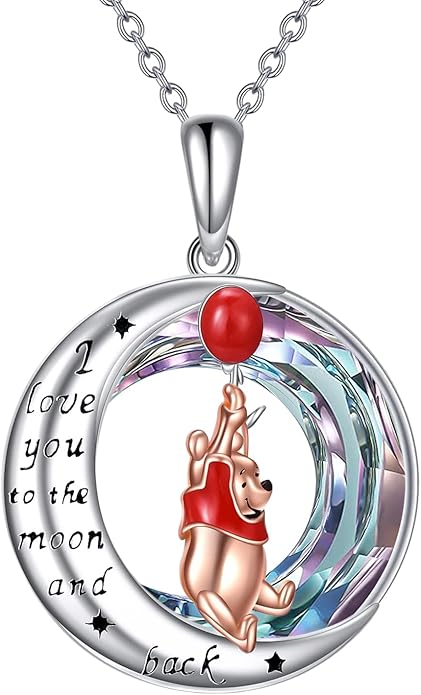 LILALO Bear Necklace Sterling Silver Moon Jewelry with I Love You To the Moon And Back Bear Gifts