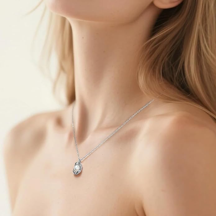 Pearl Necklaces for Women,Charm Choker Necklaces with Natural Freshwater Cultured Pearls,Dainty Pendants Necklaces Daily Wear or Fashion Gift for Women