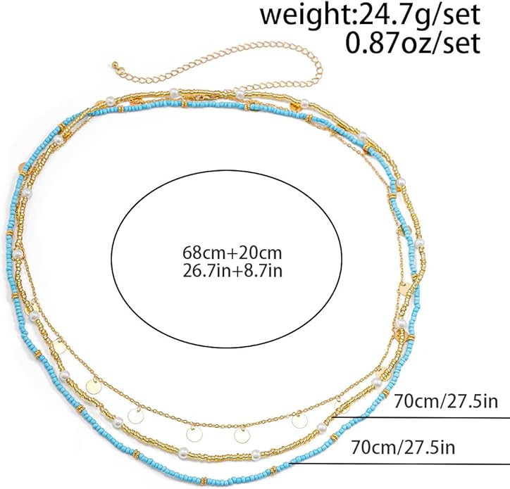 JFORYOU Waist Chain for Women Layered Belly Chain for The Waist Adjustable Waterproof Sexy Bikini Satellite Beads Chain Summer Non Tarnish Body Chain Jewelry for Women