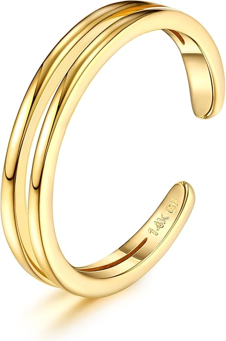 Jstyle 14k Gold Filled Toe Rings for Women Adjustable Toe Ring Band Rings Cubic Zirconia Daisy Flower Toe Rings Summer Beach Foot Jewelry