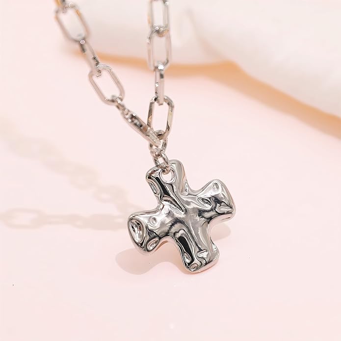 Chunky Retro Heart Necklace for Women Antique Layer Beach Ocean Moon Stars Western Boho Charm Necklaces Retro Link Chain Jewelry