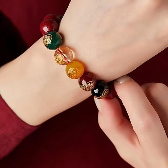 Chinese Feng Shui Good Luck and Wealth Bracelet for Men Women Red Cinnabar Bead,Lucky Bracelets Used to Bring wealth,Success,Money,Attract Wealth Money Feng Shui Jewelry,Wealth and Lucky Protection Amulet Taisman