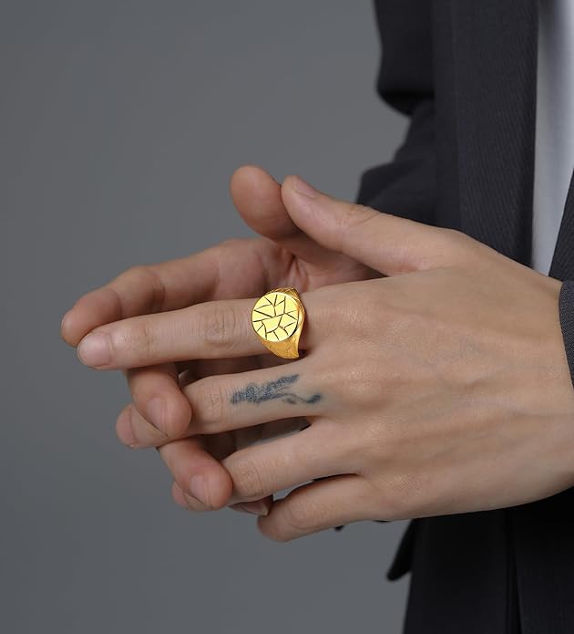 Stainless Steel Round Shape Classical Simple Plain Wedding Engagement Statement Pinky Band Signet Rings for Men Women Size 4-15