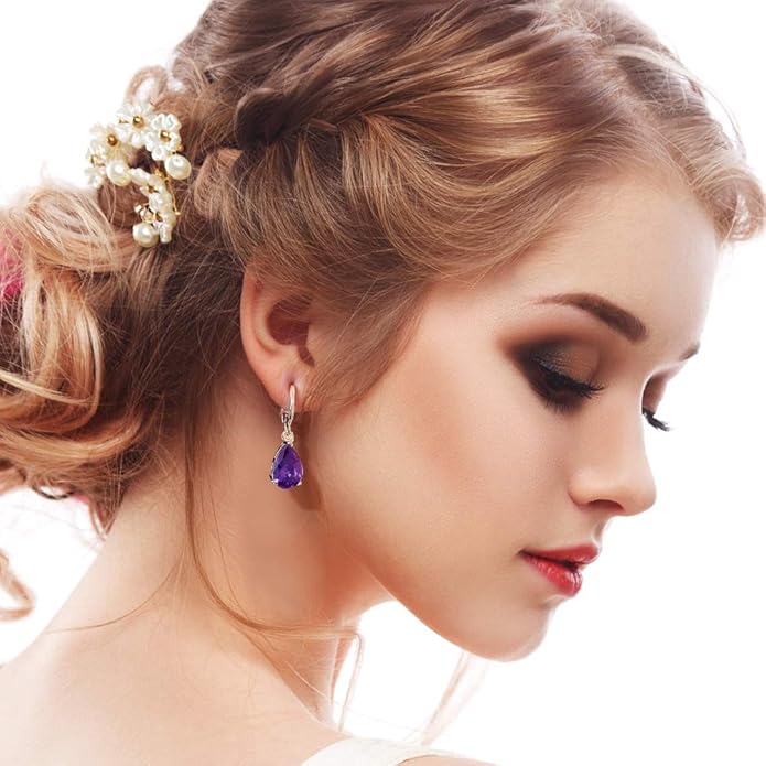 Hefanny 12 Pairs Teardrop Druse Crystal Drop Dangle Earrings for Women Cubic Zirconia Huggie Hoop Earring Jewelry Set Christmas Gifts