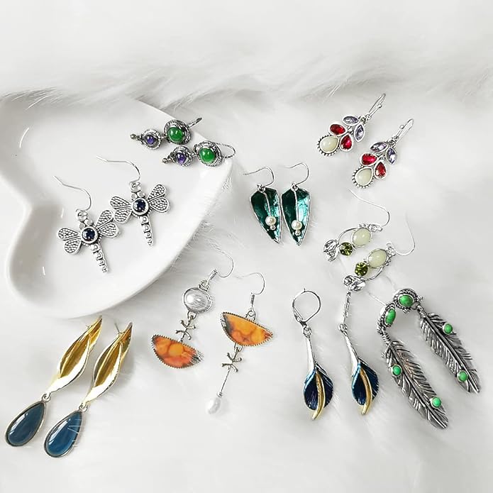 Hefanny 12 Pairs Teardrop Druse Crystal Drop Dangle Earrings for Women Cubic Zirconia Huggie Hoop Earring Jewelry Set Christmas Gifts