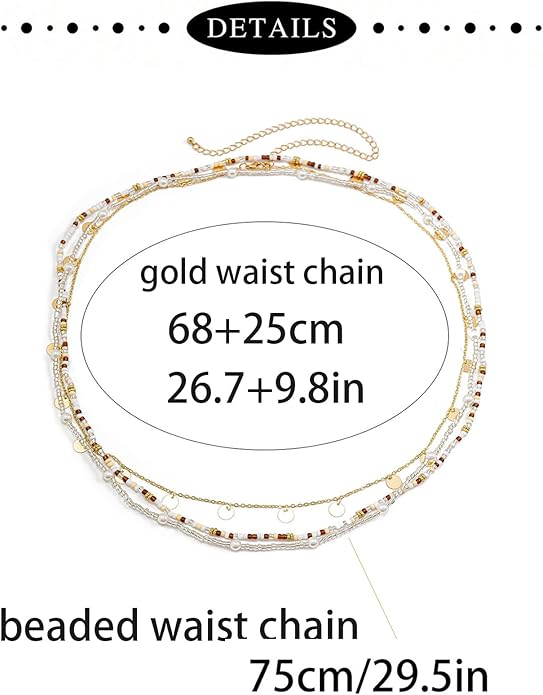 Longita Silver Gold Waist Chain Belly Chain for Women Body Chain Stomach Chains Stacked Waist Jewelry Stackable
