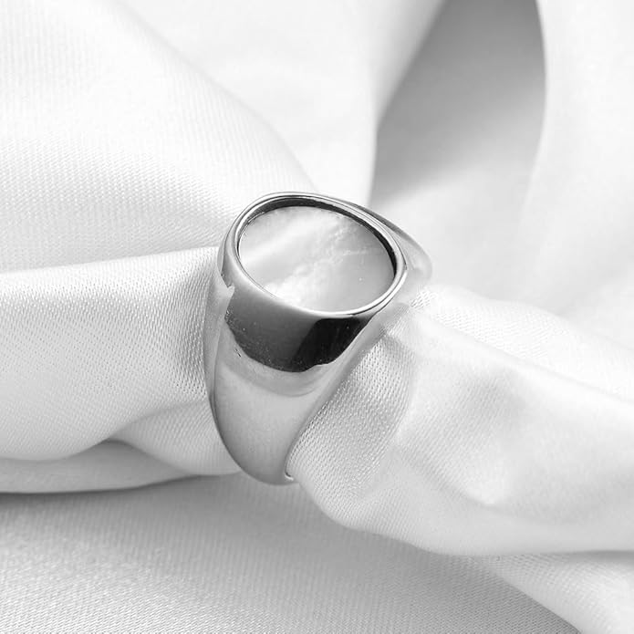 Stainless Steel Round Shape Classical Simple Plain Wedding Engagement Statement Pinky Band Signet Rings for Men Women Size 4-15