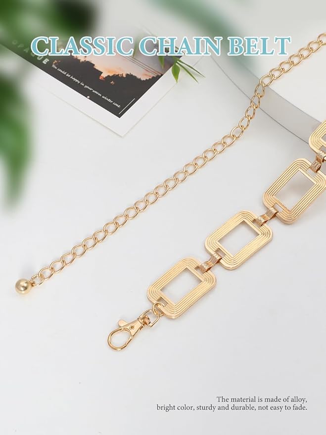 FIORETTO Chain Belts for Women Fashion Metal Waist Chain Chunky Belts for Dresses Jeans