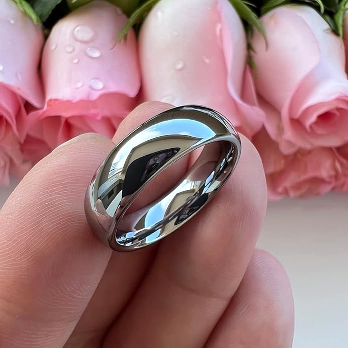4mm 6mm 8mm 10mm Silver/Gold/White Tungsten Rings for Men Women Couple Fashion Jewelry Anniversary Engagement Wedding Bands Domed Polished I Love You Engraved Comfort Fit