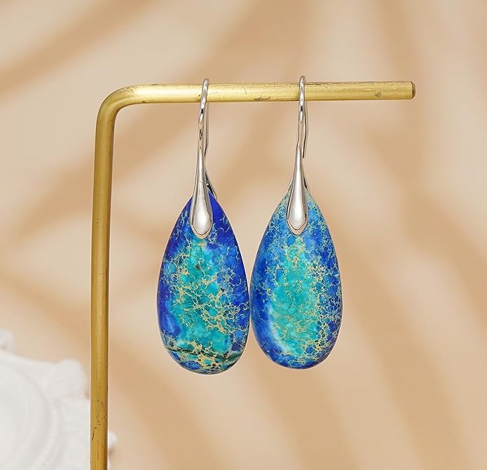 Natural Stone Earrings Waterdrop Stone Dangle Earrings for Women
