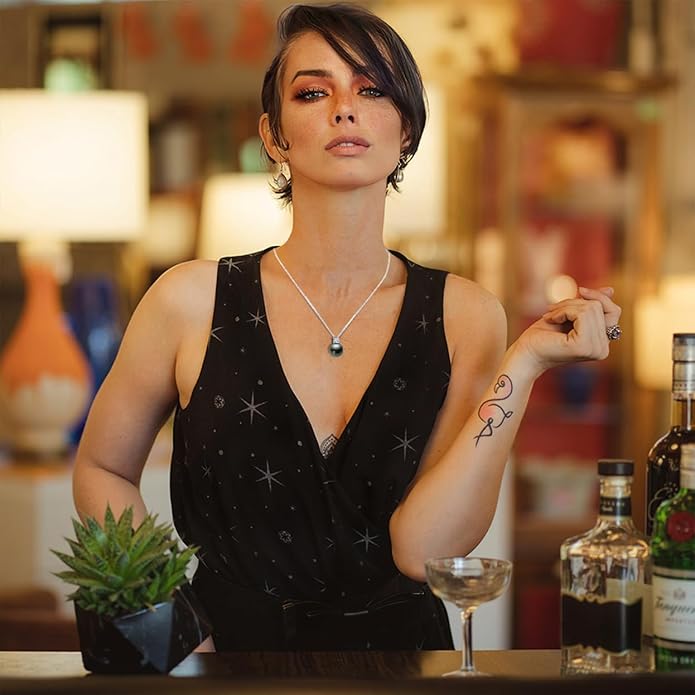 Gifts for Women-Tahitian-Black-Pearl-Necklace-Gift for Wife Wedding Birthday Anniversary-Mom Girlfriend Her Mothers Day Valentines Day Christmas-18K Gold Plated Sterling Silver Pearl Pendant NO014