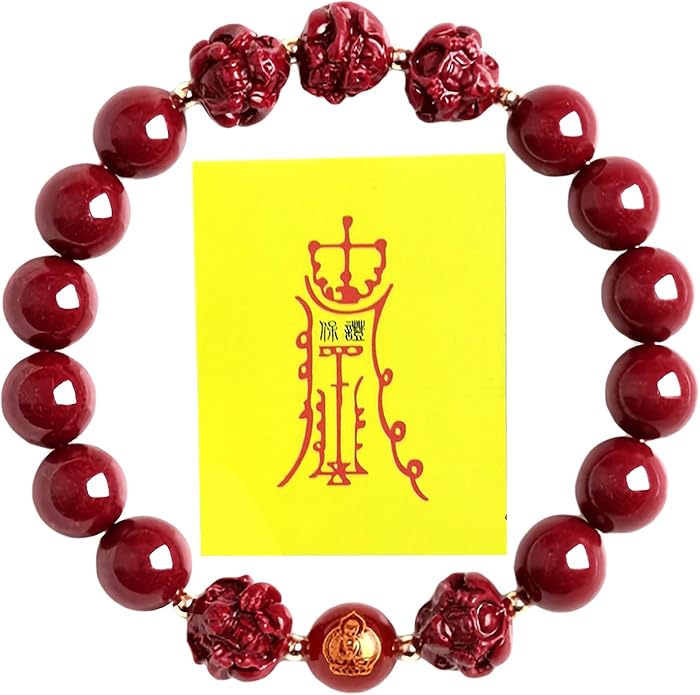 Feng Shui Triple Protection Bracelet for Women,Lucky Chinese Red Cinnabar Zodiac Prayer Bead Bracelet to Attract Wealth or Money,Mother's Day Birthday Christmas Good Luck Jewelry Gigt for Women to Bring Luck Prosperity