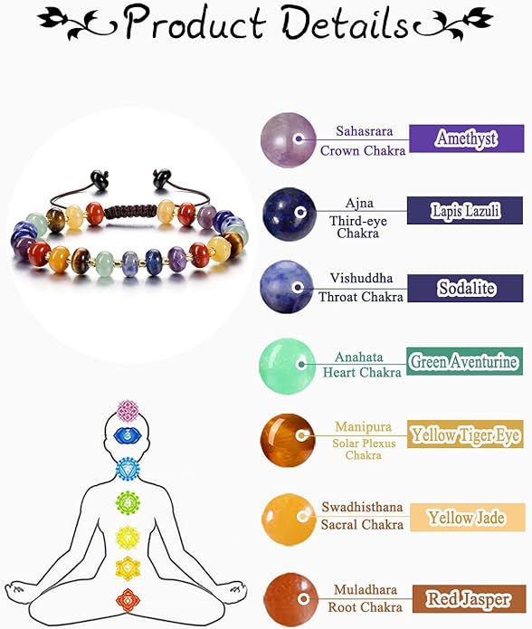 PESOENTH Healing Crystal Gemstone Colorful Beaded Bracelets for Women,Natural Chakra Stone Summer Surfer Beach Boho Bracelet jewelry Gifts for Women Ladies