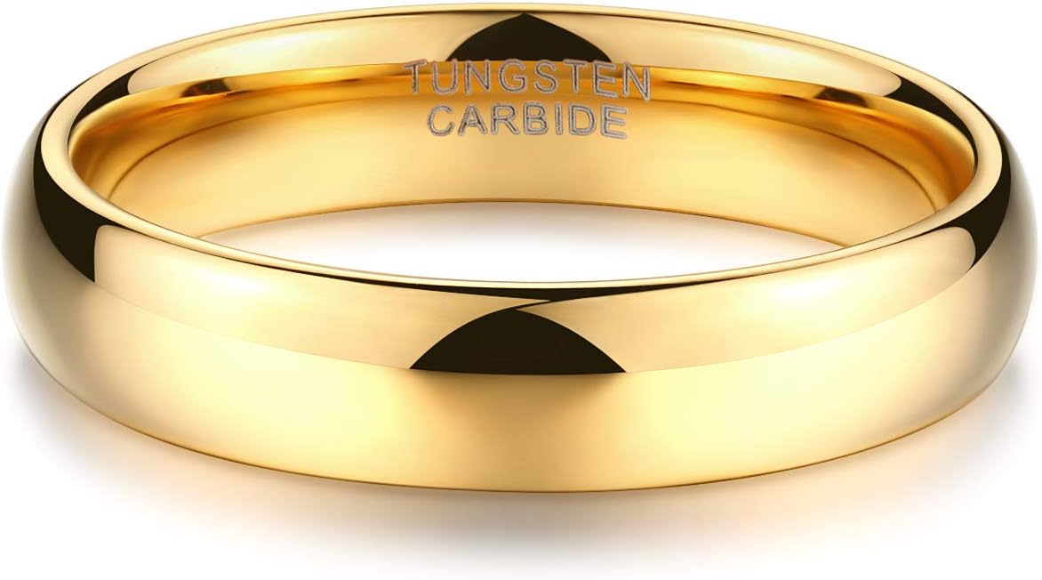 TRUMIUM 2mm 4mm 6mm 8mm Tungsten Wedding Band Ring for Men Women Gold/Rose Gold/Silver Domed High Polish Comfort Fit 4-15