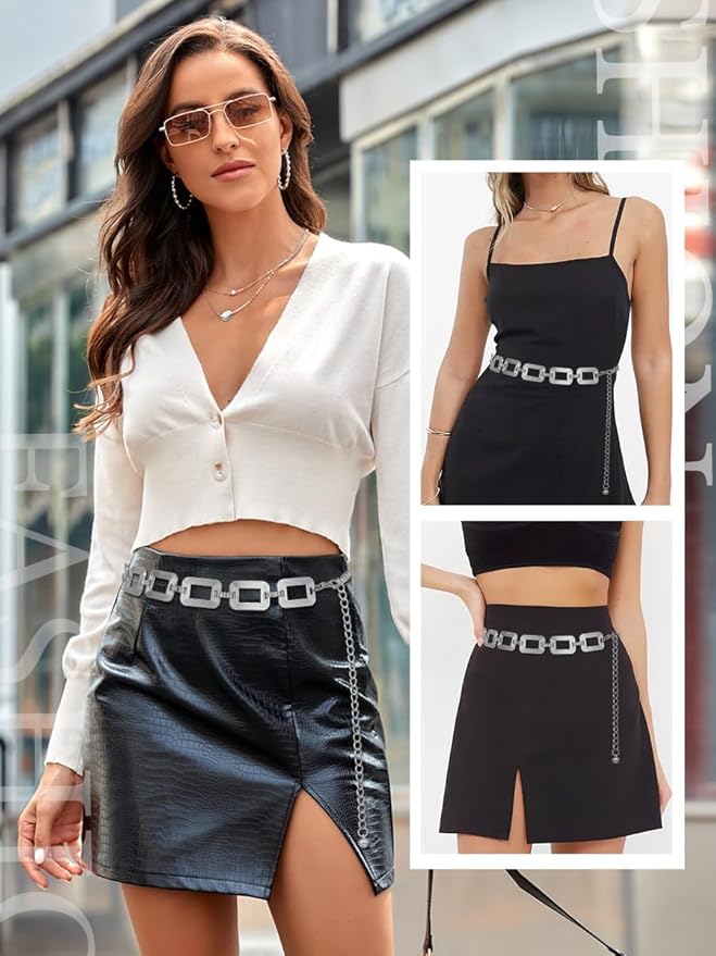 FIORETTO Chain Belts for Women Fashion Metal Waist Chain Chunky Belts for Dresses Jeans