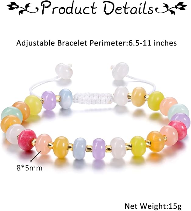 PESOENTH Healing Crystal Gemstone Colorful Beaded Bracelets for Women,Natural Chakra Stone Summer Surfer Beach Boho Bracelet jewelry Gifts for Women Ladies