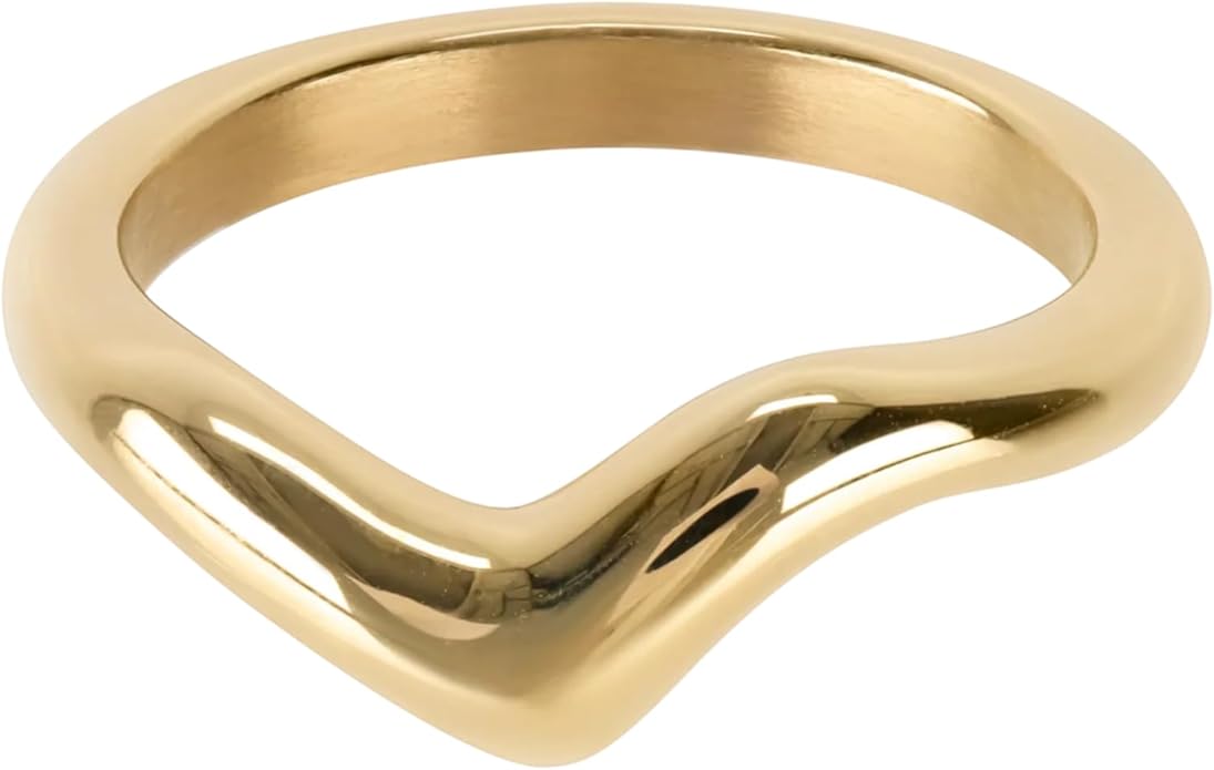 Hey Harper Gold Ring for Women - Gold Plated Stacking Waterproof & Sweatproof Jewerly Ring - Everday Non Tarnish Cute Fashion Circle Rings