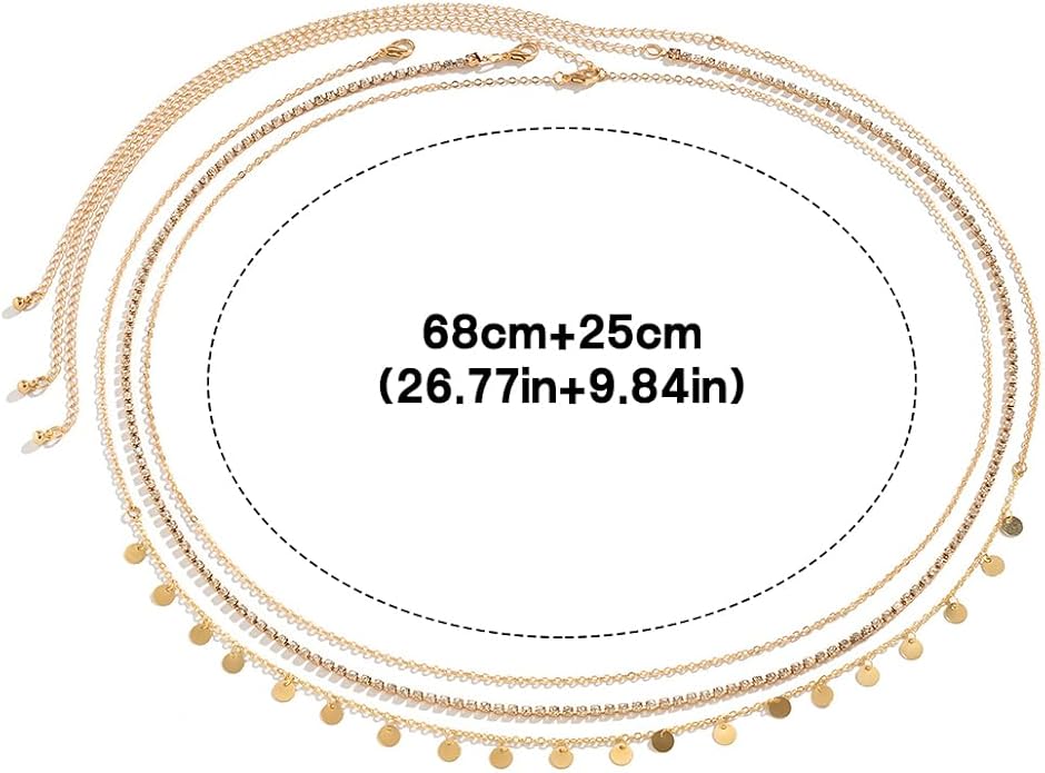 MODRSA Gold Chain Belt - Fashion Waist Chain Belt with Moon, Butterfly Rhinestone & Layered Design