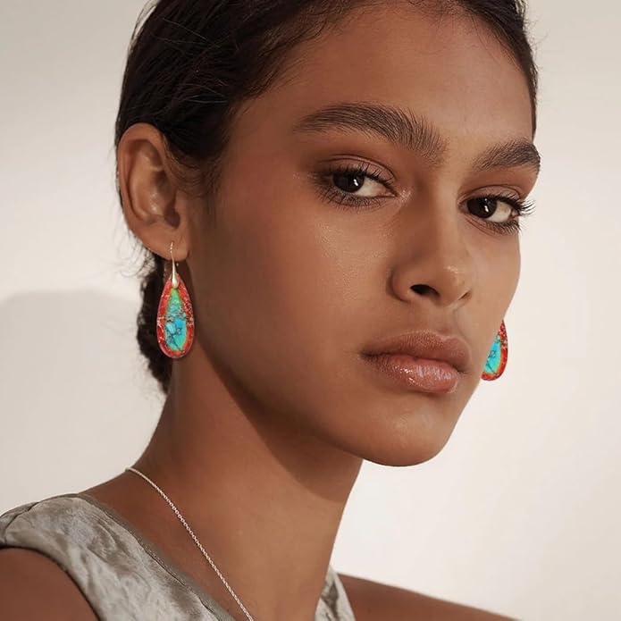 Natural Stone Earrings Waterdrop Stone Dangle Earrings for Women