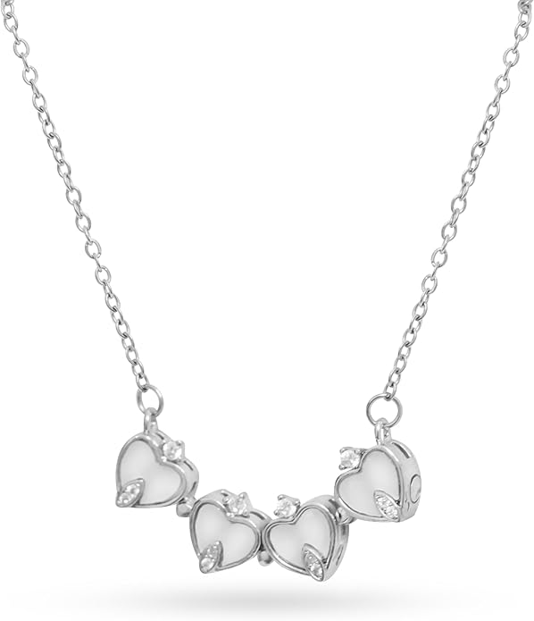 18K Gold Stainless Steel Gold Plated Necklace with Clove Hearts Charm - Can Be Worn Two Ways (Elegant A)