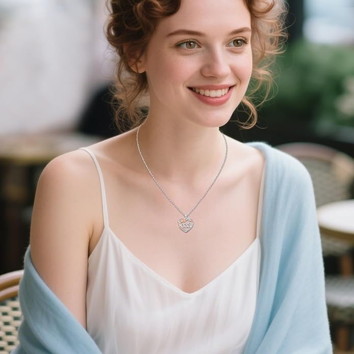 Number Necklace for Women 925 Sterling Silver Rose Angel Numbers Necklace Jewelry Birthday Gift for Grandma Mother