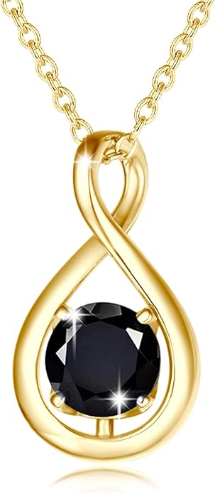 FANCIME Birthstone Necklaces for Women Fine Jewelry Sterling Silver Dainty Infinity Pendant Anniversary Birthday Christmas Gifts for Her Wife Mom Lady Daughter, Chain 16"+2" Extend