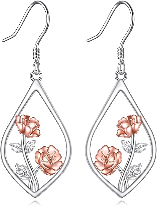 Scottish Thistle/Sunflower/Violet/Daffodil/Orchid Earrings Sterling Silver Flower Dangle Dangling Drop Boho Earrings Jewelry Gifts for Women