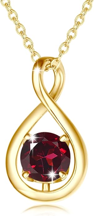 FANCIME Birthstone Necklaces for Women Fine Jewelry Sterling Silver Dainty Infinity Pendant Anniversary Birthday Christmas Gifts for Her Wife Mom Lady Daughter, Chain 16"+2" Extend