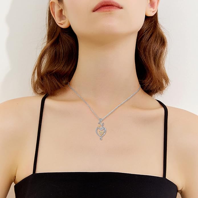 POPKIMI Sterling Silver Necklace Wolves/Elephants/Pandas/Penguins Pendant Necklace for Mom Daughter