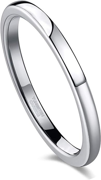 TRUMIUM 2mm 4mm 6mm 8mm Tungsten Wedding Band Ring for Men Women Gold/Rose Gold/Silver Domed High Polish Comfort Fit 4-15