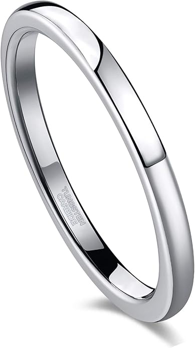 TRUMIUM 2mm 4mm 6mm 8mm Tungsten Wedding Band Ring for Men Women Gold/Rose Gold/Silver Domed High Polish Comfort Fit 4-15