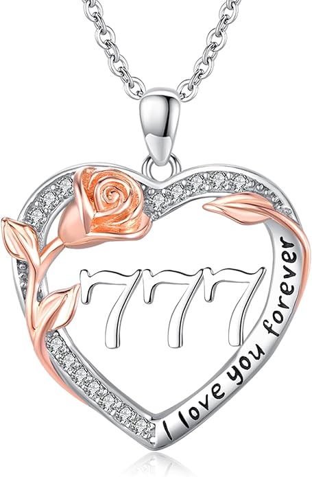 Number Necklace for Women 925 Sterling Silver Rose Angel Numbers Necklace Jewelry Birthday Gift for Grandma Mother