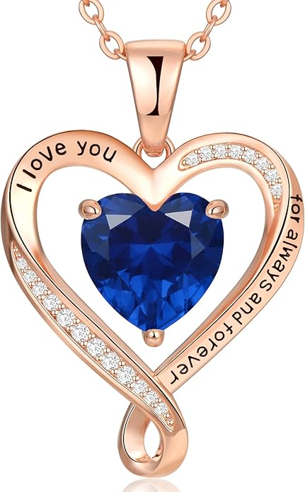 Birthday Gifts for Women Wife Infinity Heart Birthstone I Love You Necklace for Women S925 Sterling Silver Anniversary Wedding Gifts for Christmas Valentines Mothers Day Women's jewelry Diamond Pendant Necklaces Gift for Her Mom Daughter Grandma