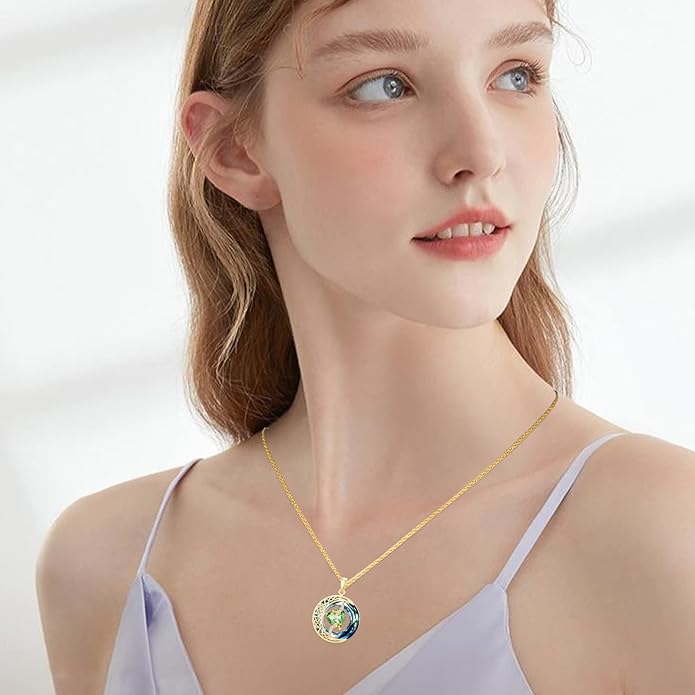 TOUPOP Birthstone Necklace 925 Sterling Silver Moon and Star Pendant with Blue Crystal Celtic Moon Jewelry Birthday Christmas Gifts for Women Mom Wife Her Daughter