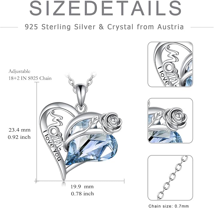 POPKIMI Sterling Silver Necklace Wolves/Elephants/Pandas/Penguins Pendant Necklace for Mom Daughter