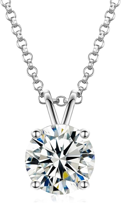 Moissanite Necklace for Women 0.1-12.0CT(3-15mm) Oval/Round Cut Moissanite Pendant 18k Gold Plated Sterling Silver Necklace D Color VVS1 Solitaire Pendant with 18+2 Inch Chain Jewelry for Mom/Wife
