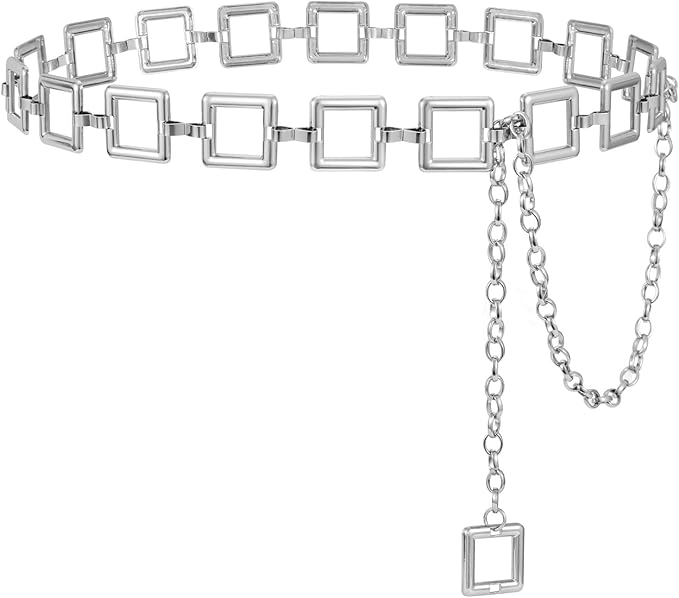 WHIPPY Metal Waist Chain Belt Women Adjustable Body Link Belts Ladies Fashion Chain for Jeans Dress