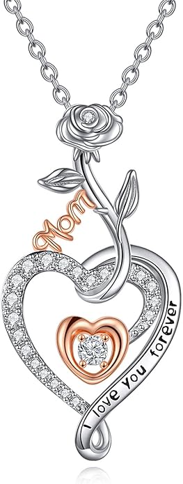 POPKIMI Sterling Silver Necklace Wolves/Elephants/Pandas/Penguins Pendant Necklace for Mom Daughter