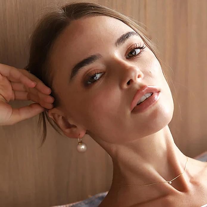 925 Sterling Silver Hoop Handpicked AAA+ Quality 7.5-8mm White Freshwater Cultured Pearl Dangle Drop Earrings Jewelry for Women