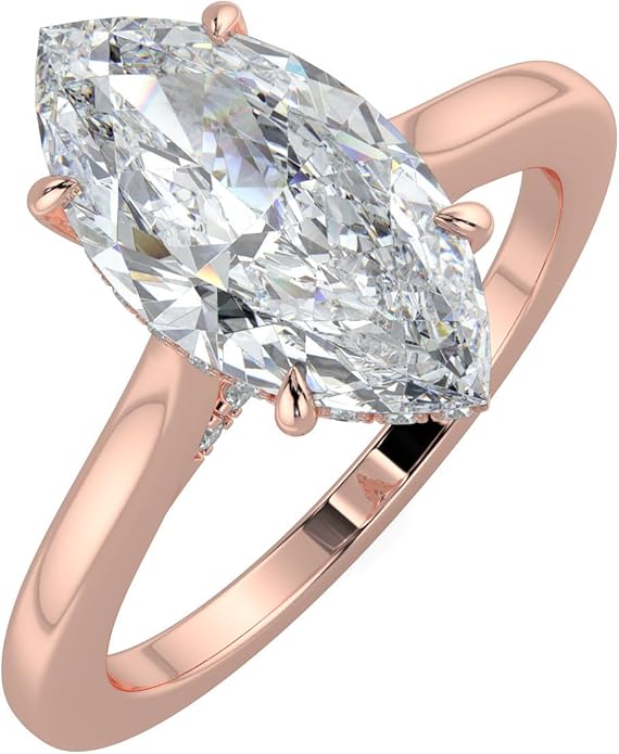 14K and 18K White Yellow and Rose Gold Lab Grown Diamond Solitaire Engagement Ring for Women, 4 Prong Rings for Wedding and Valentine Gift 1 to 2 Carat TW (Color E-F, Clarity VVS-VS)