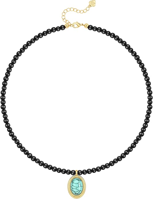 18k Gold Chain Link Necklace for Women, Baroque Pearl/Compass Pendant Necklace