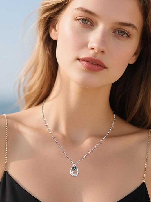 Gifts for Women Wife Mom-Tahitian Black Pearl Necklace-Wedding Birthday Anniversary Ocean Jewelry for Girlfriend Her-Mothers Day Gifts for Mom Valentines Day Christmas